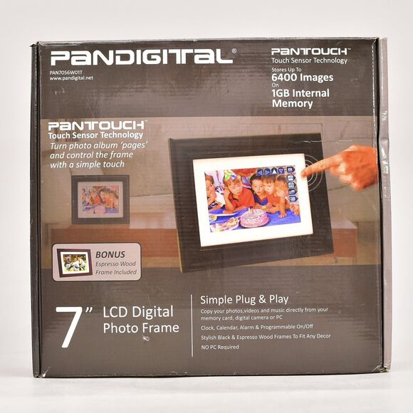 PANDIGITAL PANTOUCH 7" LCD DIGITAL PHOTO FRAME TWO FRAMES 1GB MEMOMY SD CARD REM - Picture 1 of 6